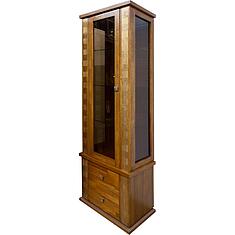 Фото - Шкаф с витриной «Тунис» П6.343.0.19-01 (П343.19Ш), массив дуба, дуб рустикаль с золочением