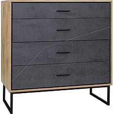 Фото - Комод «Лайн» П6.619.1.11 (П620.11) - Только онлайн, Камень серый/Дуб вотан/Чёрный