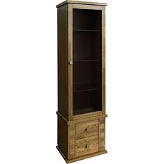 Фото - Шкаф с витриной «Тунис» П6.343.0.21 (П343.21-1Ш), ДСП+шпон, дуб рустикаль с золочением