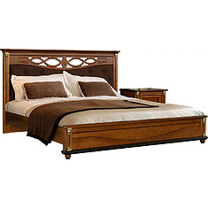 Фото - Кровать двойная «Валенсия Классик» с мягким изголовьем, массив березы, Каштан, 2000x1600 мм, 2131х1794х1211