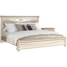 Фото - Кровать двойная «Валенсия Классик» с мягким изголовьем, массив березы, Античная темпера с золочением, 2000x1800 мм, 2131х1994х1211