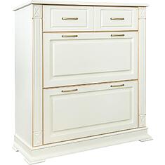 Фото - Тумба для обуви «Верди Классик» П3.0487.3.21, массив дуба, Слоновая кость с золочением