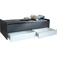 Фото - Кровать 1-09 «Челси Бум» П3.0587.1.05, ЛДСП, Емен Бордо жеңіл + Металл Бруклин, 2000х900 мм, 2042×980×587