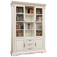 Фото - Шкаф комбинированный «Милана 3/2» П4.265.2.12(396.12), массив дуба, Слоновая кость с золочением