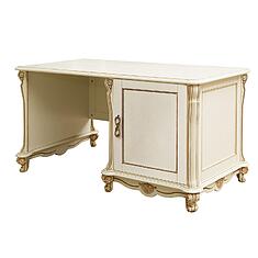 Фото - Стол письменный «Алези» П1.350.2.06 (П395.06), массив дуба, Слоновая кость с золочением