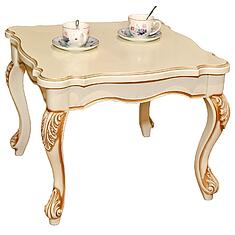 Фото - Стол журнальный «Алези» П1.350.0.43 (П354.07), массив дуба, Слоновая кость с золочением