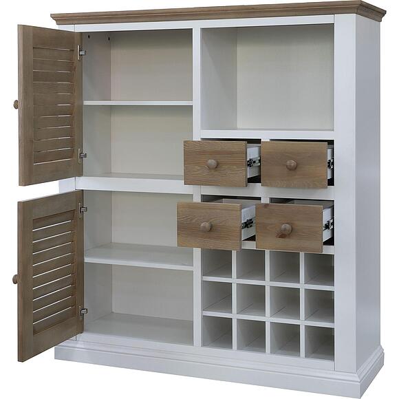 Шкаф комбинированный «Мейсон» БМ2.861.4.59(2689), Материал: массив сосны, Цвет: белый воск + темпо